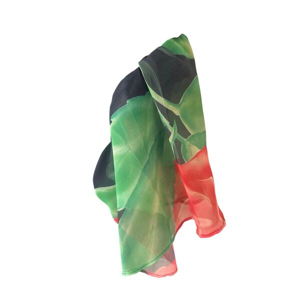 80’s Jon Wesley Floral Pattern Red Rose Blk Blouse Women’s 8 Dress Top - Picture 5 of 10